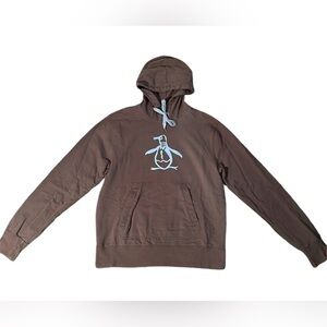 Original Penguin Gray Hoodie with Baby Blue Penguins + Drawstrings